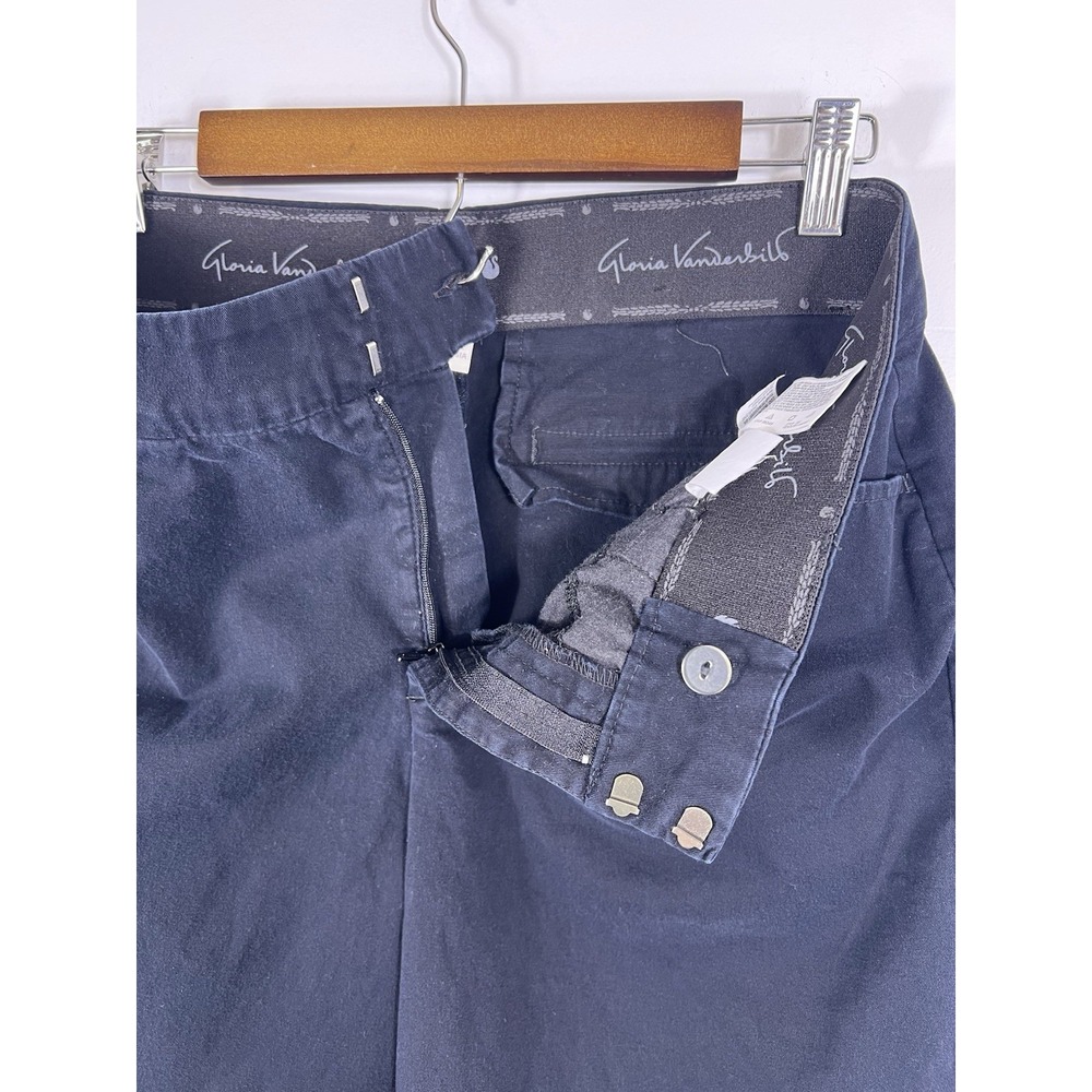 Gloria Vanderbilt Shorts Womens 10 Navy Blue Chino Casual Stretch Bermuda Missy - Picture 13 of 13